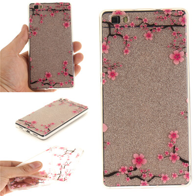 

Up and down plum blossom Pattern Soft Thin TPU Rubber Silicone Gel Case Cover for HUAWEI P8 LITE