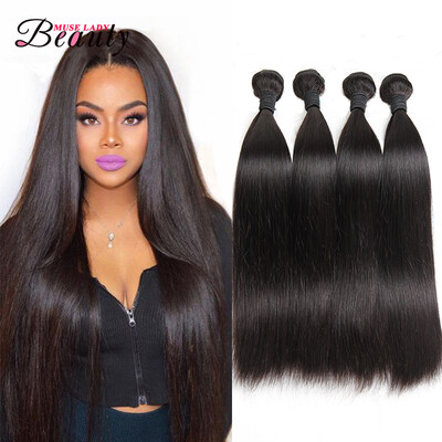 

10A Unprocessed Indian Virgin Hair Straight 4 Bundles Muse Beauty Hair Products Indian Straight Hair Weave Human Hair Extensions