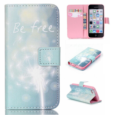 

Green dandelion Design PU Leather Flip Cover Wallet Card Holder Case for IPHONE 5C