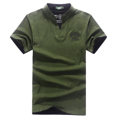 

Jeep Shield (NIAN JEEP) Футболка с коротким рукавом Мужская V-образная вырезка Outdoor Mountaineering Leisure T-Shirt 9251 Army Green XL