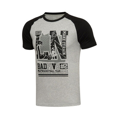 

Li Ning LI-NING Men&39s short sleeve culture shirt new ball T-shirt cotton round neck sports culture shirt AHSL105-6 new light gray new base black