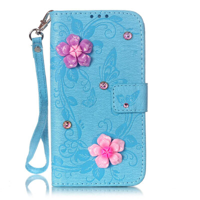 

Blue Butterfly Design PU Leather Flip Cover Wallet Card Holder Case for IPHONE 6