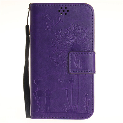 

Фиолетовый Любители и одуванчика Стиль Тиснение Классический откидная крышка с подставкой Функция и слот кредитной карты для LG K4