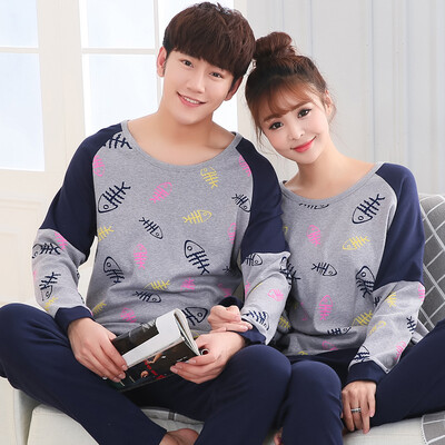 

Antarctic Nanjiren pajamas home service cotton couple pajamas women long sleeve cotton suit NAS5X20022-9 female fashion fish bone