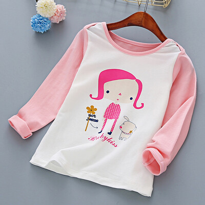 

O Mai Beibei children&39s clothing girls long-sleeved T-shirt in the big children&39s shirt fashion girls children&39s bottoming shirt M0033 rose red 140 yards