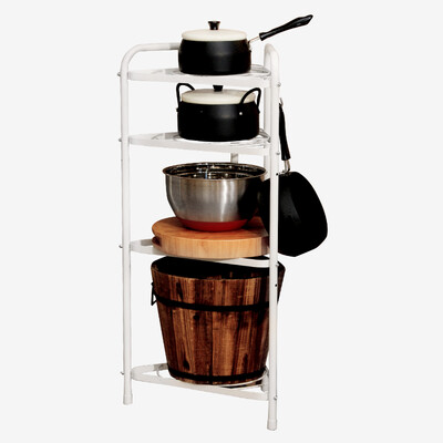 

Ou Run Zhe Bubao Triangle Corner 4-story Shelf Floor Storage Shelf White