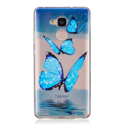 

Blue butterfly Dress girl Pattern Soft Thin TPU Rubber Silicone Gel Case Cover for HUAWEI Honor 5C
