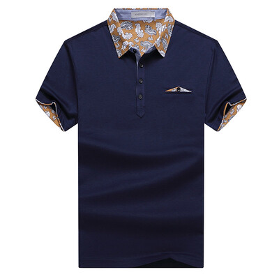 

SHENGUI / шляхта дорогих мужского случайный короткие рукава футболка воротник рубашки отворот синего сапфир 180 / XL TJ0220911B