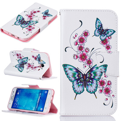 

Peach butterfly Design PU Leather Flip Cover Wallet Card Holder Case for SAMSUNG GALAXY J5