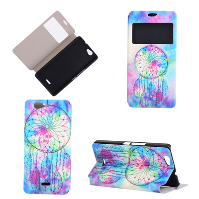 

Pink Dreamcatcher Design PU Leather Flip Cover Wallet Card Holder Case for Wiko Getway