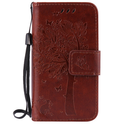 

Brown Tree Design PU Leather Flip Cover Wallet Card Holder Case for IPHONE 4