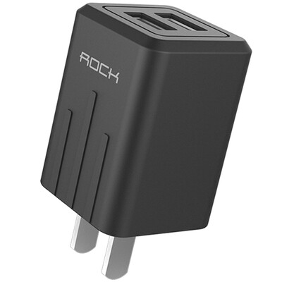 

Locke ROCK Apple Charger Double mouth folding mobile phone charging head for iPhoneX 8 7plus 6s 5 Samsung millet Huawei Meizu flat 21A black