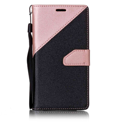 

Black + rose gold Design PU Leather Wallet Case Classic Flip Cover with Stand Function and Credit Card Slot for SAMSUNG Galaxy A5