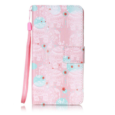 

Pink Elephant Design PU Leather Flip Cover Wallet Card Holder Case for Wiko Lenny 2