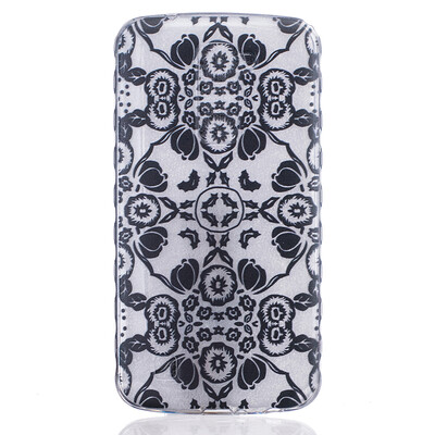 

Черные цветы Pattern Мягкая обложка Тонкий ТПУ резиновый силиконовый гель чехол для LG K10