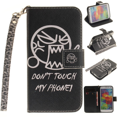 

Do not touch me Design PU Leather Flip Cover Wallet Card Holder Case for SAMSUNG GALAXY S5