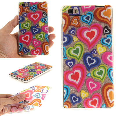 

Colorful love Pattern Soft Thin TPU Rubber Silicone Gel Case Cover for HUAWEI P8 LITE