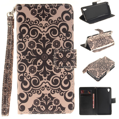 

Palace flower Design PU Leather Flip Cover Wallet Card Holder Case for SONY Xperia M4 Aqua