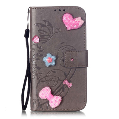 

Gray Flower Design PU Leather Flip Cover Wallet Card Holder Case for HUAWEI P9