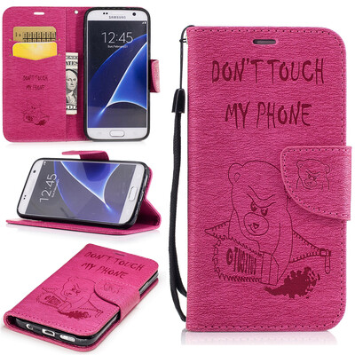 

Розовый медведь Стиль тиснение Классический откидная крышка с функцией подставки и слот для кредитных карт для Samsung Galaxy S7