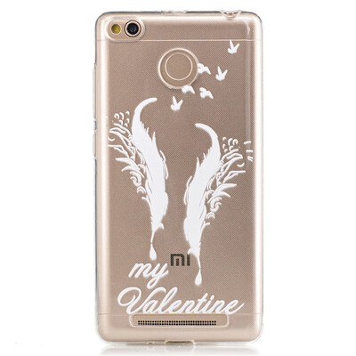 

Double feathers Pattern Soft Thin TPU Rubber Silicone Gel Case Cover for XiaoMi Red Mi 3S