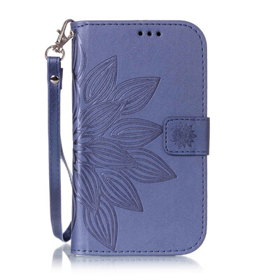 

Blue Flower Design PU Leather Flip Cover Wallet Card Holder Case for SAMSUNG 9082