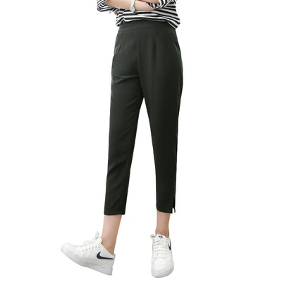 

Antarctic nanjiren casual pants female simple wild feet pants fashion nine points Harlan pants female models black S 15564