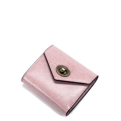 

(INMAN) дамский кошелек короткий вид абзаца cowhide кошелек простой замок раскладушка холдинг сумка два раза карточный кошелек кошелек 6864040057 lotus корень розовый