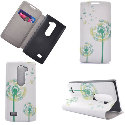

Green Dandelion Design PU Leather Flip Cover Wallet Card Holder Case for LG Leon