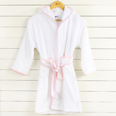 

Sanli cotton hooded belt bathrobes parenting home service four seasons universal living gowns girl models - pink edge