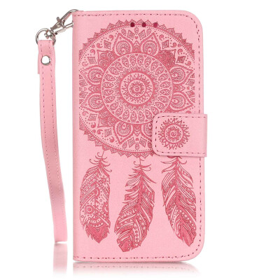 

Light Pink Windbell PU Leather Flip Cover Wallet Card Holder Case for Iphone 7