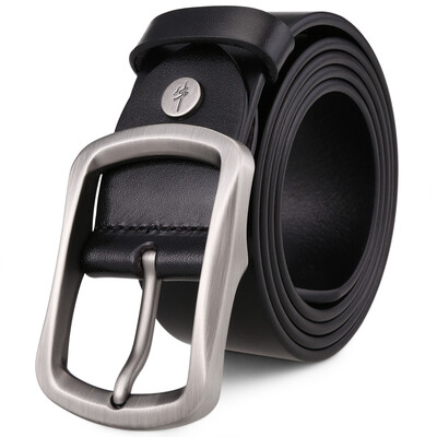 

Jingdong supermarket] cattle headed belt male needle buckle leather youth first layer of leather belt trousers men belt middle-aged leisure fashion 1228 black