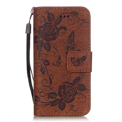 

Браун бабочка Дизайн PU кожаный бумажник держателя карты откидная крышка чехол дляIPHONE 5