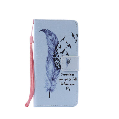 

Blue Feather Design PU Leather Flip Cover Wallet Card Holder Case for LG G5