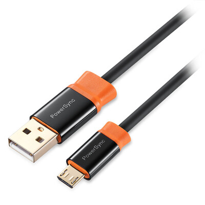 

PowerSync) CUB2KCRM0010 USB2.0 A public TO Mirco computer data cable two-color round black with orange crown