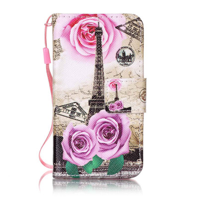 

Дизайн цветочной башни Кожа PU откидной крышки Кошелек для карты памяти Чехол для Samsung Galaxy J1 Mini