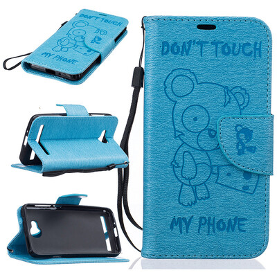 

Light blue Bear Style Embossing Classic Flip Cover with Stand Function and Credit Card Slot for HUAWEI Y3 II