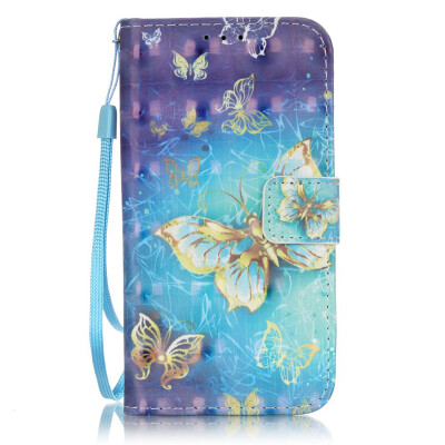 

Golden Butterfly Design PU Leather Flip Cover Wallet Card Holder Case for SAMSUNG S4