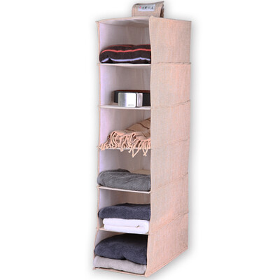 

Jingdong Supermarket Qing Ye の wood fabric collection hanging bag ① No linen foldable storage box clothing finishing bag trumpet 6 layer