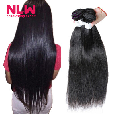 

NLW 10A Brazilian virgin human hair 3 bundles Silk straight hair extensions