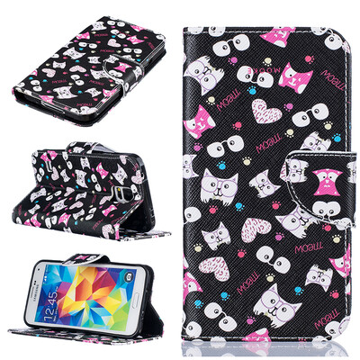 

Black cat Design PU Leather Flip Cover Wallet Card Holder Case for SAMSUNG Galaxy S5