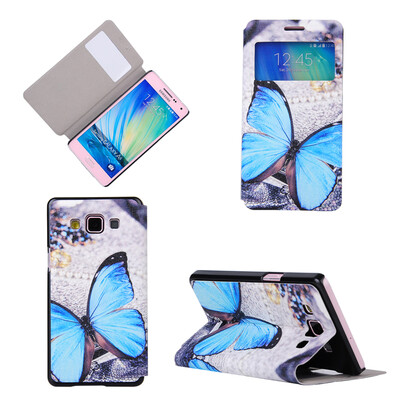 

Blue Butterfly Design PU Leather Flip Cover Wallet Card Holder Case for Samsung Galaxy A5
