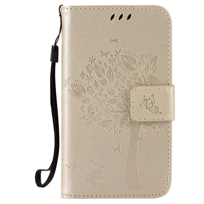 

Gold Tree Design Кожа PU флип крышки Кошелек Карты Держатель чехол для SAMSUNG J120