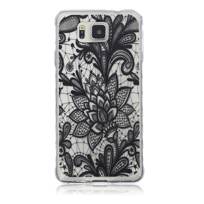 

Black Rose Pattern Мягкий тонкий ТПУ Резиновая крышка силиконовый гель чехол для SAMSUNG GALAXY Alpha G850