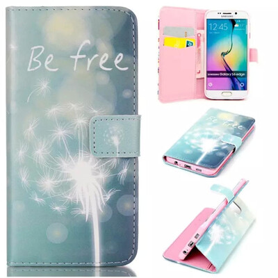 

Зеленый одуванчик Дизайн Кожа PU откидная крышка бумажника карты держатель чехол для SAMSUNG GALAXY S6 Edge