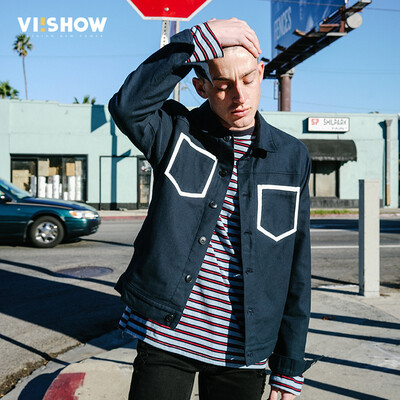 

Wei Xiu (viishow) мода куртка мужская мода популярный длинный рукав куртка мужчины боковой воротник случайный куртка мужской JC1095171 владение синий синий