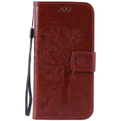 

Brown Tree Design PU Leather Flip Cover Wallet Card Holder Case for SAMSUNG S7