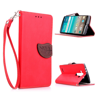

Red Design PU Leather Flip Cover Wallet Card Holder Case for LG G4/H818