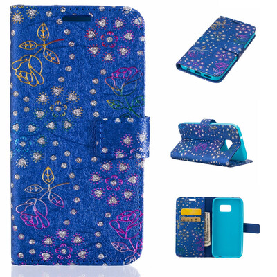 

Blue Peacock pattern Embossed PU Leather Wallet Case Classic Flip Cover with Stand Function and Credit Card Slot for SAMSUNG GALAXY S7