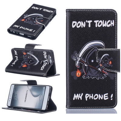 

Grim Reaper Design PU кожа флип Обложка Кошелек Карты Держатель чехол для HUAWEI P9